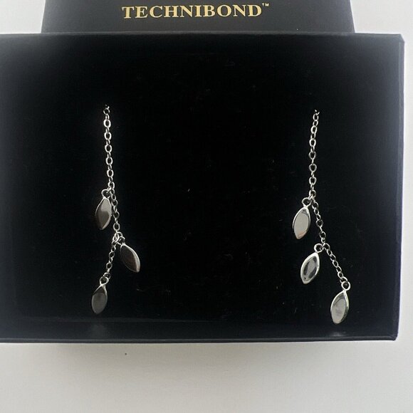 HSN Technibond Earrings Sterling Silver 925 Ear Threads Dangles Boho, Boxed - Picture 3 of 15